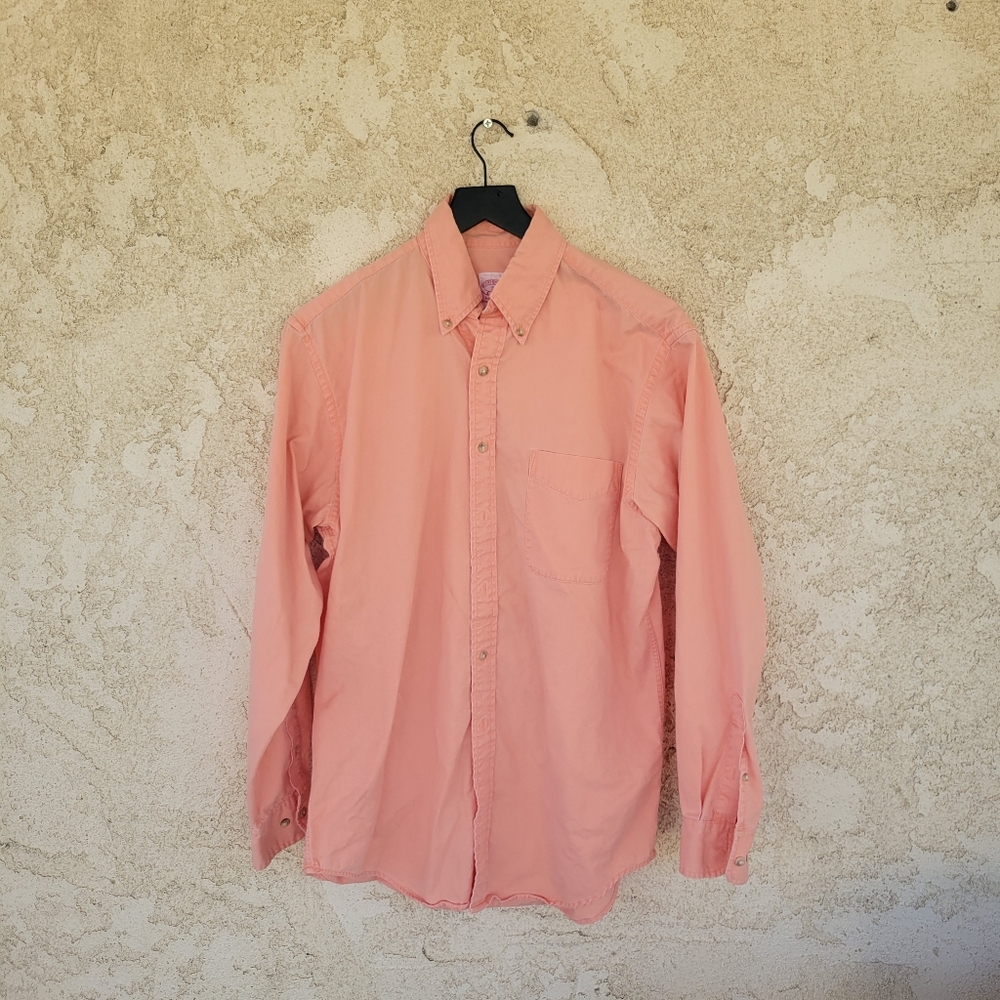 Brooks Brothers Button Up Shirt Long Sleeve Peach Color Size S  All Cotton Adult